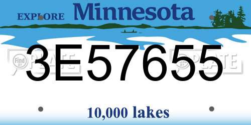 3E57655 Minnesota License Plate
