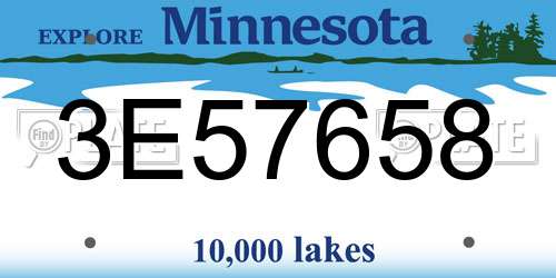 3E57658 Minnesota License Plate
