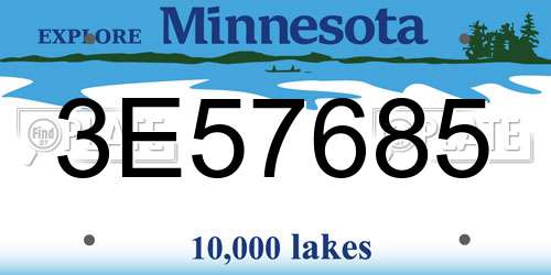 3E57685 Minnesota License Plate