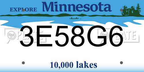 3E58G6 Minnesota License Plate