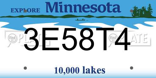 3E58T4 Minnesota License Plate