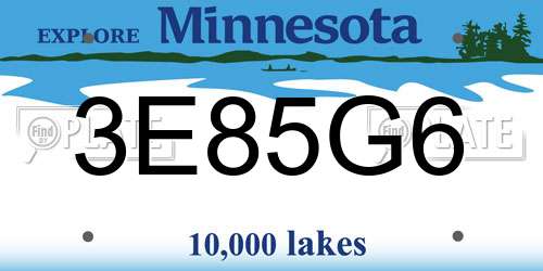 3E85G6 Minnesota License Plate