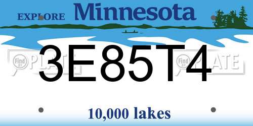 3E85T4 Minnesota License Plate