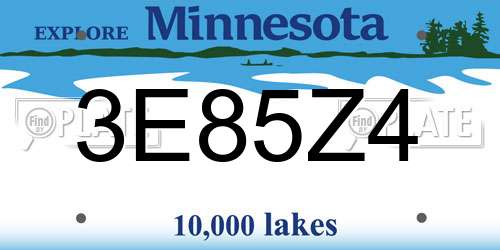 3E85Z4 Minnesota License Plate