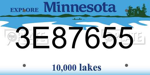 3E87655 Minnesota License Plate