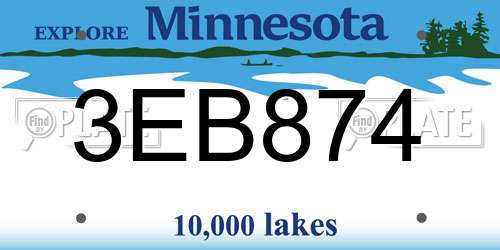 3EB874 Minnesota License Plate