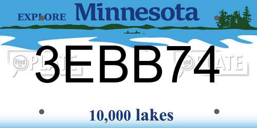3EBB74 Minnesota License Plate
