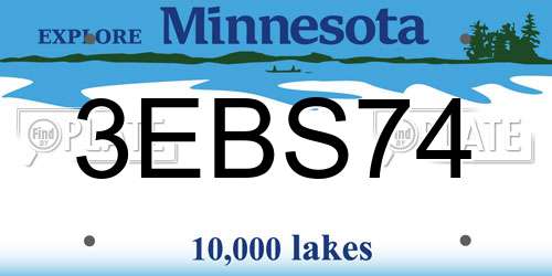 3EBS74 Minnesota License Plate
