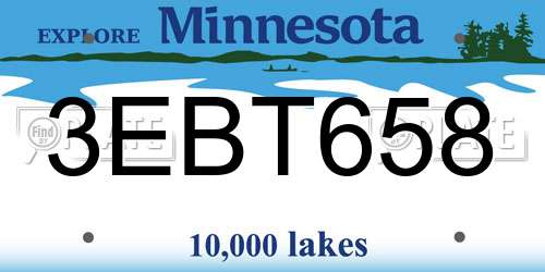 3EBT658 Minnesota License Plate