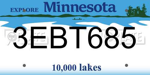 3EBT685 Minnesota License Plate