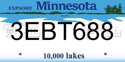 3EBT688 Minnesota License Plate