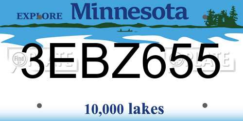 3EBZ655 Minnesota License Plate