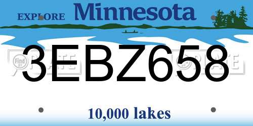 3EBZ658 Minnesota License Plate