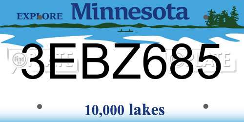 3EBZ685 Minnesota License Plate