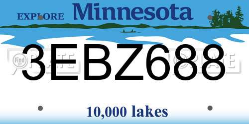 3EBZ688 Minnesota License Plate