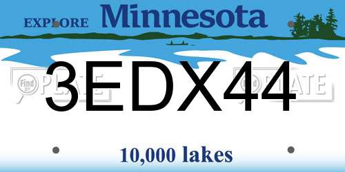 3EDX44 Minnesota License Plate