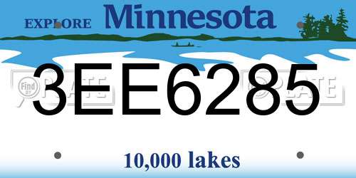 3EE6285 Minnesota License Plate