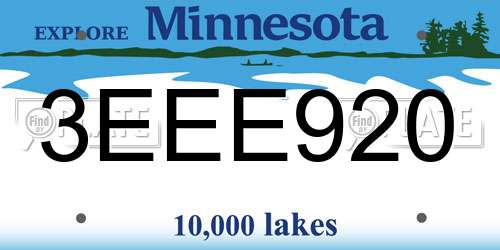 3EEE920 Minnesota License Plate