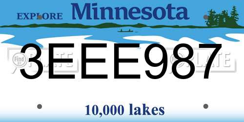 3EEE987 Minnesota License Plate