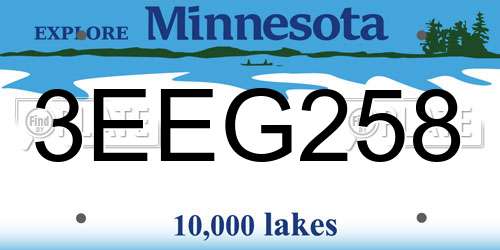 3EEG258 Minnesota License Plate