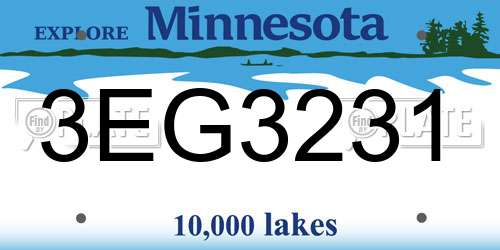 3EG3231 Minnesota License Plate