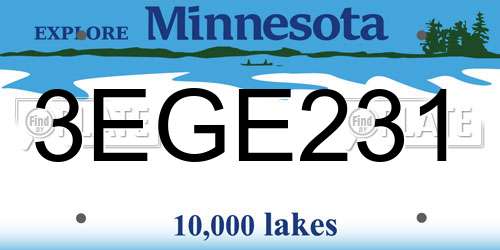3EGE231 Minnesota License Plate