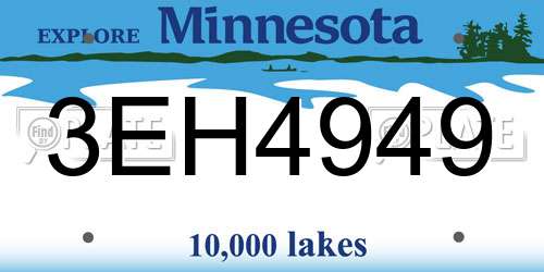 3EH4949 Minnesota License Plate