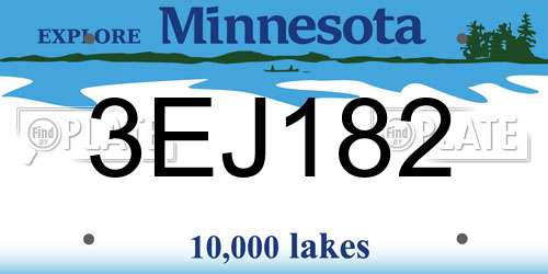 3EJ182 Minnesota License Plate
