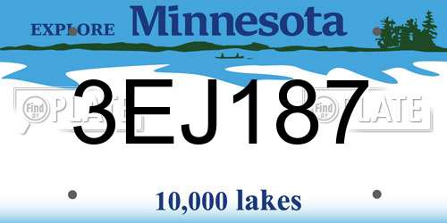 3EJ187 Minnesota License Plate