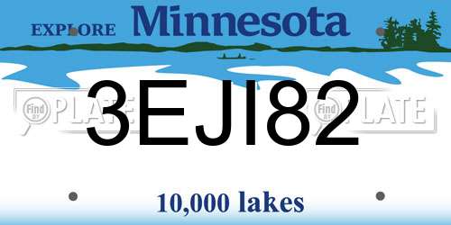 3EJI82 Minnesota License Plate