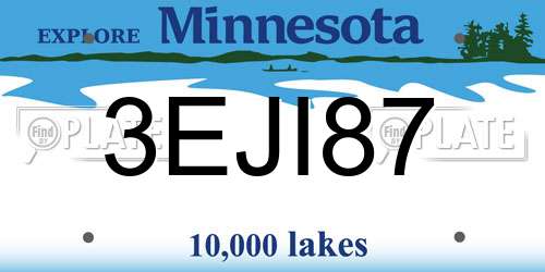3EJI87 Minnesota License Plate