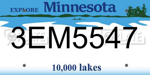 3EM5547 Minnesota License Plate