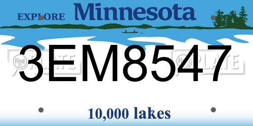 3EM8547 Minnesota License Plate