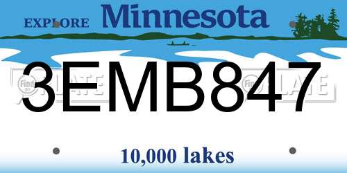3EMB847 Minnesota License Plate