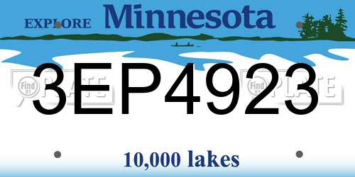 3EP4923 Minnesota License Plate