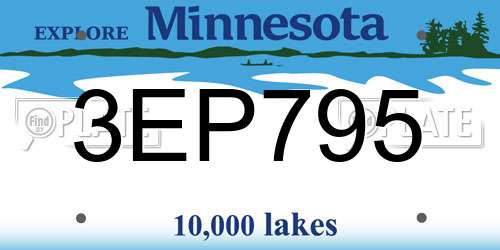 3EP795 Minnesota License Plate