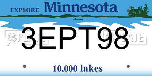 3EPT98 Minnesota License Plate