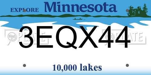3EQX44 Minnesota License Plate