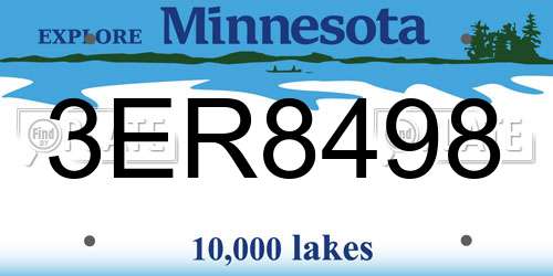 3ER8498 Minnesota License Plate