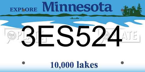 3ES524 Minnesota License Plate
