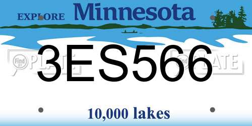 3ES566 Minnesota License Plate