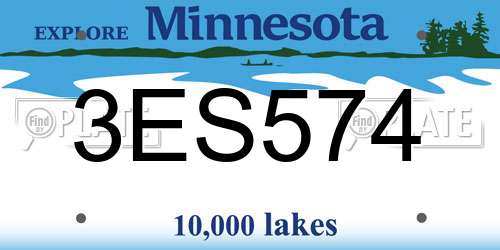 3ES574 Minnesota License Plate