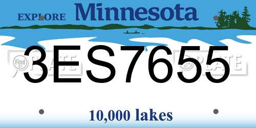 3ES7655 Minnesota License Plate
