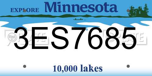 3ES7685 Minnesota License Plate