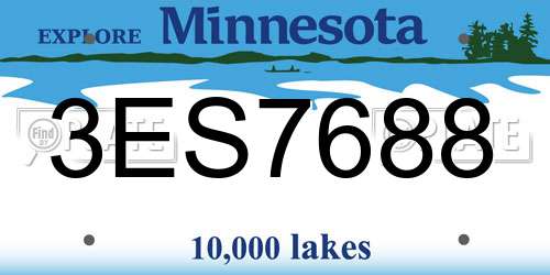 3ES7688 Minnesota License Plate