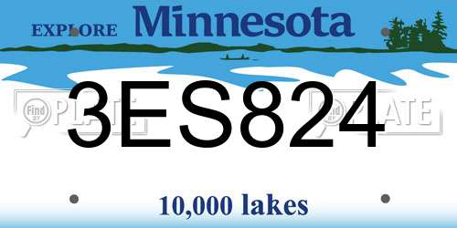 3ES824 Minnesota License Plate