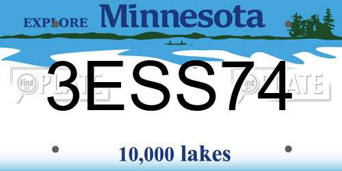 3ESS74 Minnesota License Plate