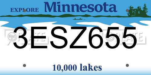 3ESZ655 Minnesota License Plate