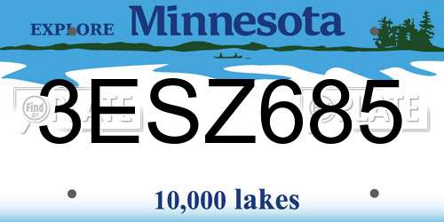 3ESZ685 Minnesota License Plate