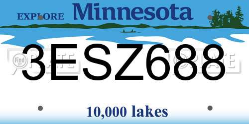 3ESZ688 Minnesota License Plate